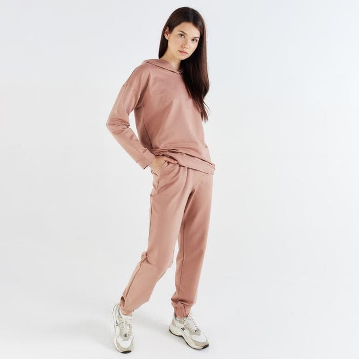 Костюм спортивный женский: худи, брюки, MINAKU: Casual Collection, размер 46, бежевый