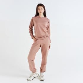 Костюм спортивный женский: худи, брюки, MINAKU: Casual Collection, размер 48, бежевый