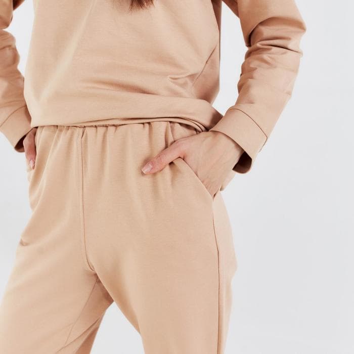Костюм женский (худи, брюки) MINAKU: Casual Collection цвет песочный, размер 44