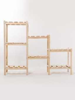 Стеллаж деревянный, 7 полок, 115×28×79 см, сосна, регулируемый, напольный