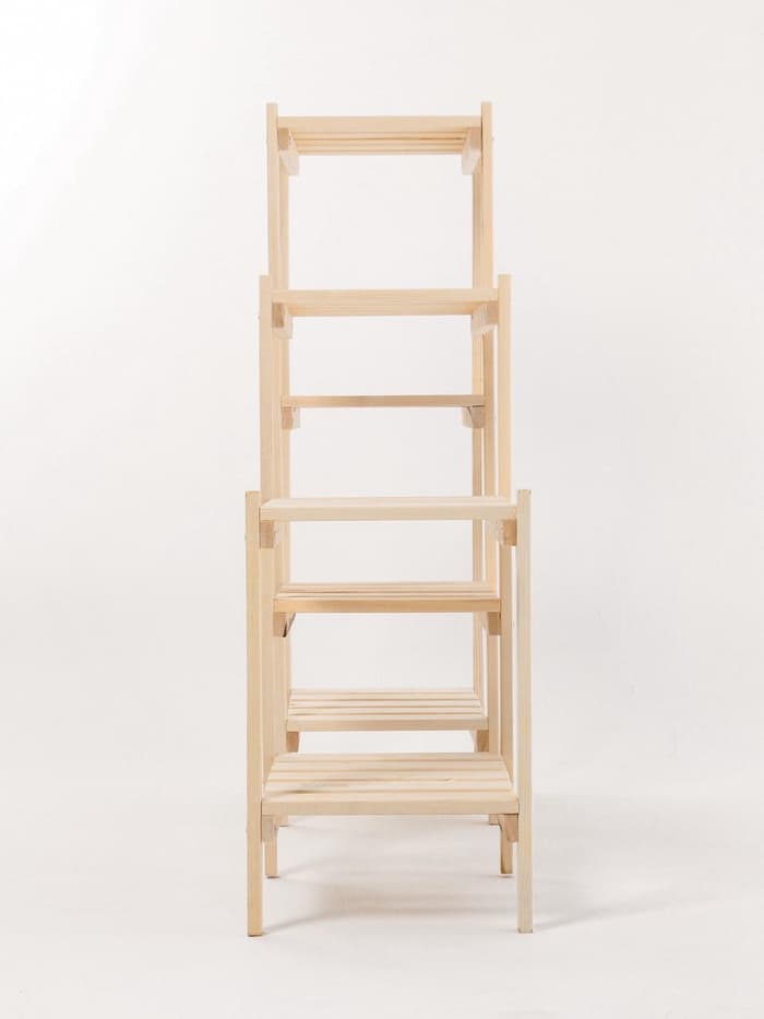Стеллаж деревянный, 7 полок, 115×28×79 см, сосна, регулируемый, напольный
