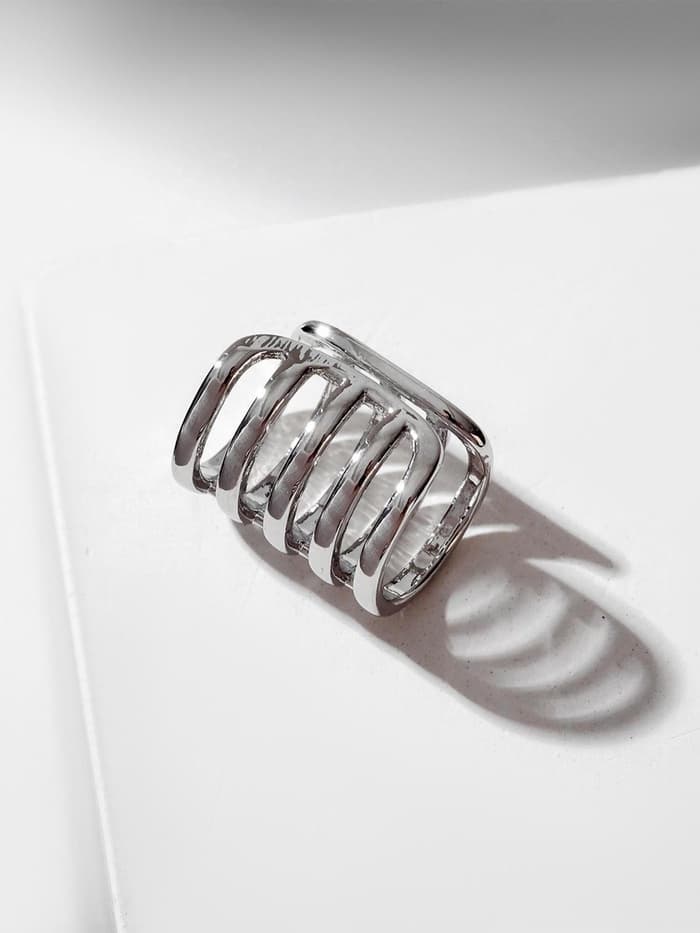 Серьга кафф с пятью полосами, цвет серебро