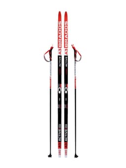 Комплект лыжный: пластиковые лыжи 180 см без насечек, стеклопластиковые палки 140 см, крепления NNN, цвета МИКС