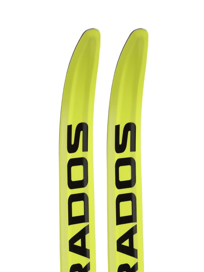 Комплект лыжный: пластиковые лыжи 150 см с насечкой, стеклопластиковые палки 110 см, крепления SNS, цвета МИКС