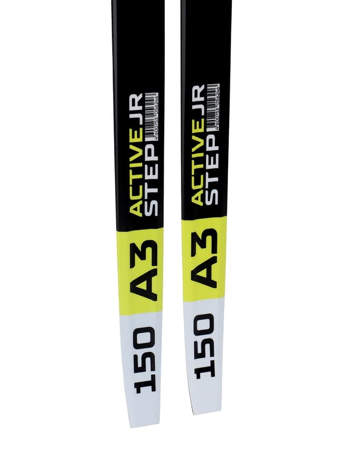 Комплект лыжный: пластиковые лыжи 150 см с насечкой, стеклопластиковые палки 110 см, крепления SNS, цвета МИКС