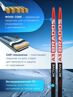 Комплект лыжный: пластиковые лыжи 185 см с насечкой, стеклопластиковые палки 145 см, крепления NNN, цвета МИКС