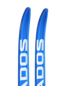 Комплект лыжный: пластиковые лыжи 185 см с насечкой, стеклопластиковые палки 145 см, крепления NNN, цвета МИКС