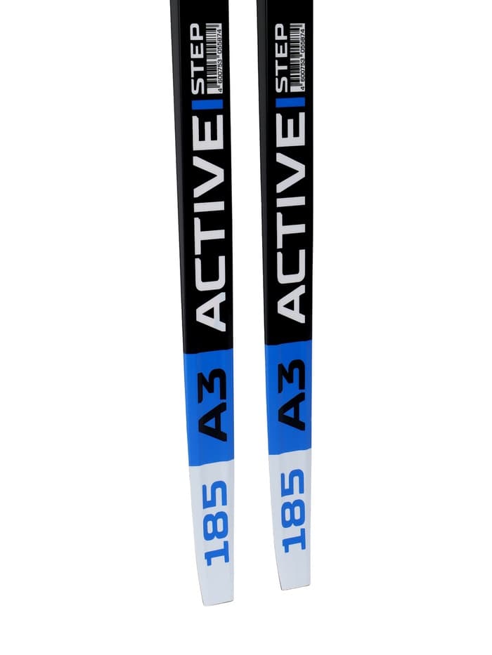 Комплект лыжный: пластиковые лыжи 185 см с насечкой, стеклопластиковые палки 145 см, крепления NNN, цвета МИКС