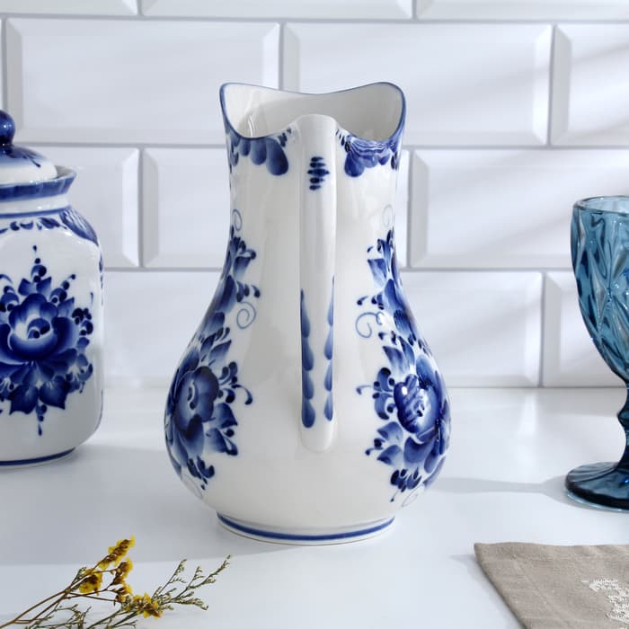 Кувшин фарфор «Аннушка», 1.5 л, 20.5 см, гжель