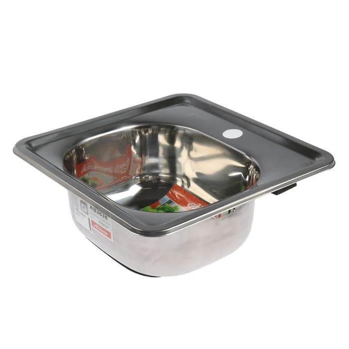 Мойка кухонная Accoona AB3838, врезная, толщина 0.6 мм, 380×380×165 мм, глянец