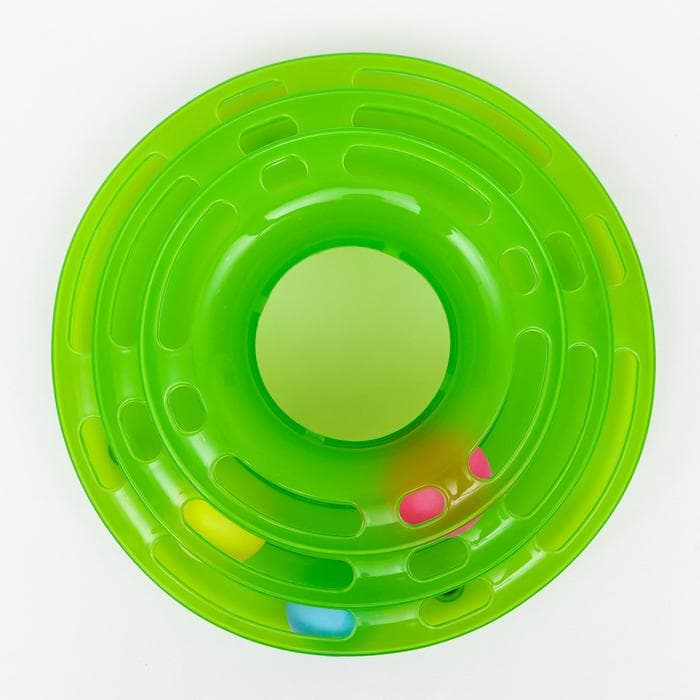 Игровой комплекс для кошек «Пижон», 24.5×24.5×13 с, с 3 шариками, зелёный