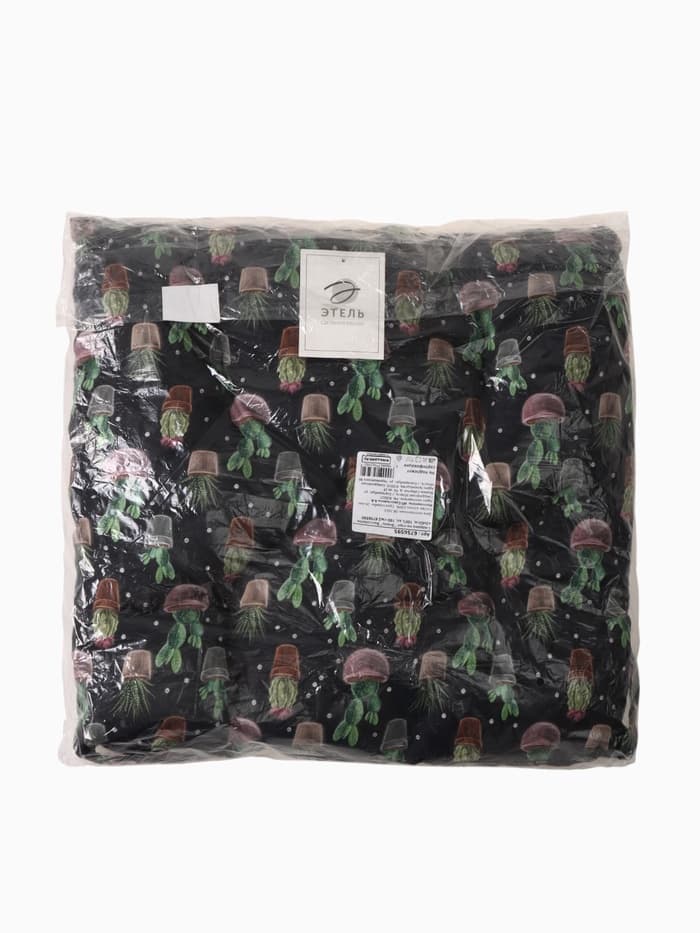 Подушка на стул «Этель» Succulents, 42×42 см, чёрная