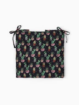 Подушка на стул «Этель» Succulents, 42×42 см, чёрная