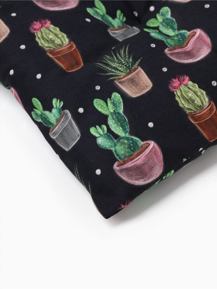 Подушка на стул «Этель» Succulents, 42×42 см, чёрная