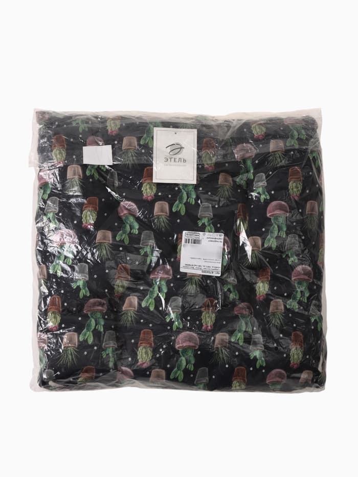 Подушка на стул «Этель» Succulents, 42×42 см, чёрная