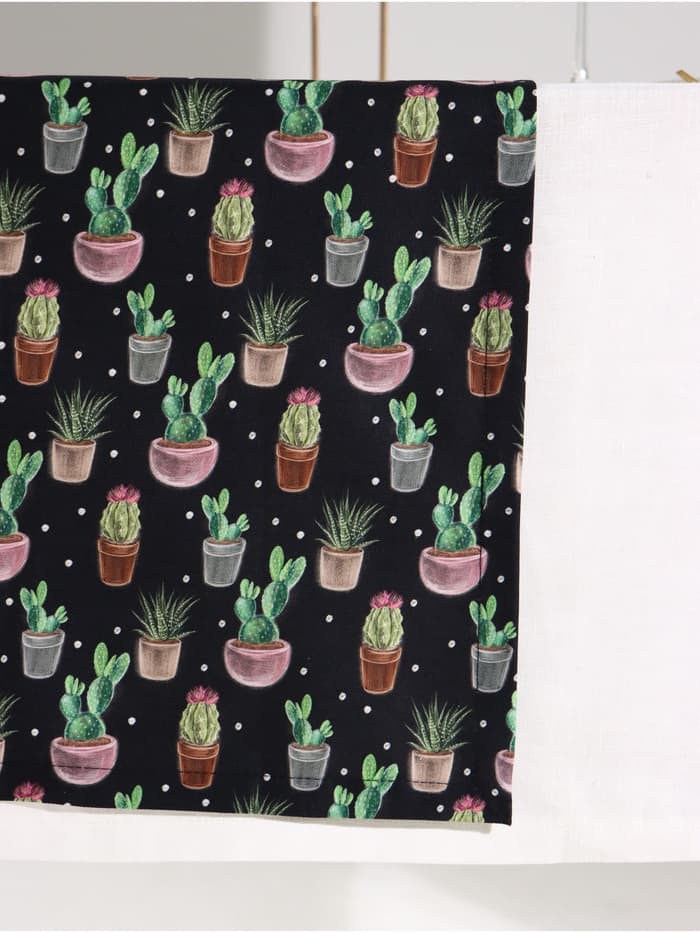 Дорожка на стол «Этель» Succulents 40×149 см, 100% хлопок, саржа 190 г/м², чёрная