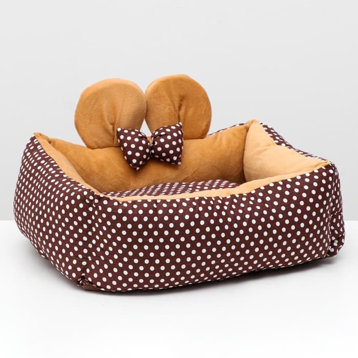 Лежанка «Милаш», 52×42×15, бязь, плюш, бежево-коричневая