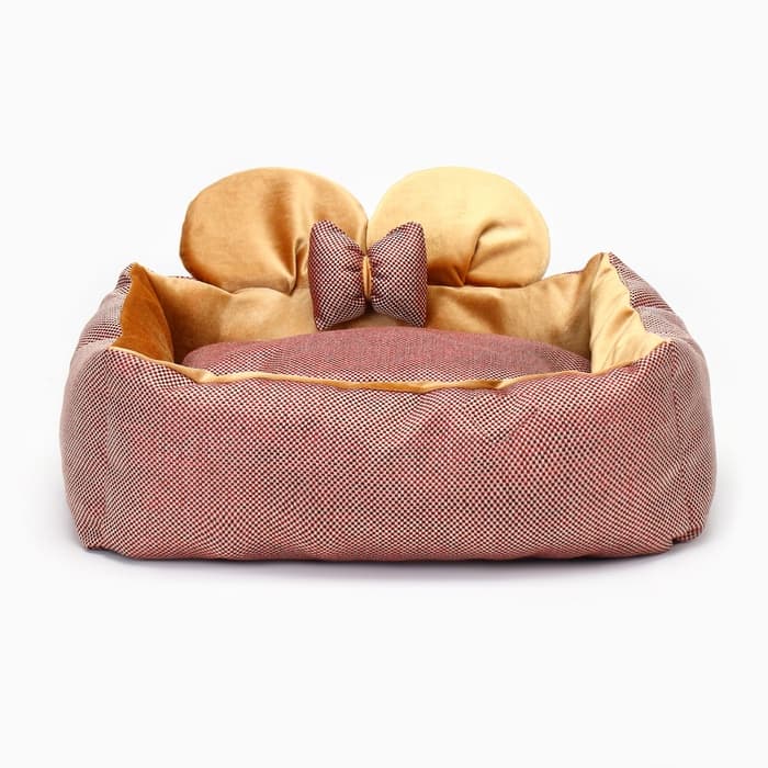 Лежанка «Милаш», 52×42×15, бязь, плюш, бежево-коричневая
