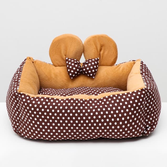 Лежанка «Милаш», 52×42×15, бязь, плюш, бежево-коричневая