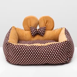 Лежанка «Милаш», 52×42×15, бязь, плюш, бежево-коричневая