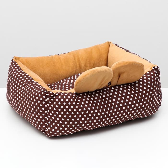 Лежанка «Милаш», 52×42×15, бязь, плюш, бежево-коричневая