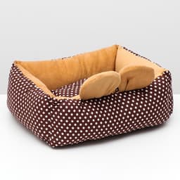 Лежанка «Милаш», 52×42×15, бязь, плюш, бежево-коричневая