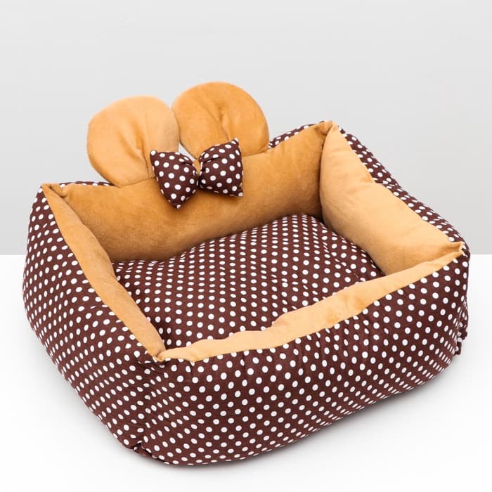 Лежанка «Милаш», 52×42×15, бязь, плюш, бежево-коричневая