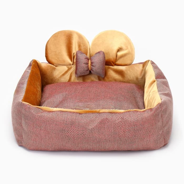 Лежанка «Милаш», 52×42×15, бязь, плюш, бежево-коричневая