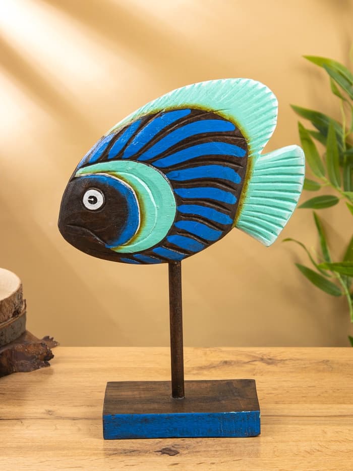 Сувенир «Рыба синяя», на подставке, 25×7×33 см, дерево