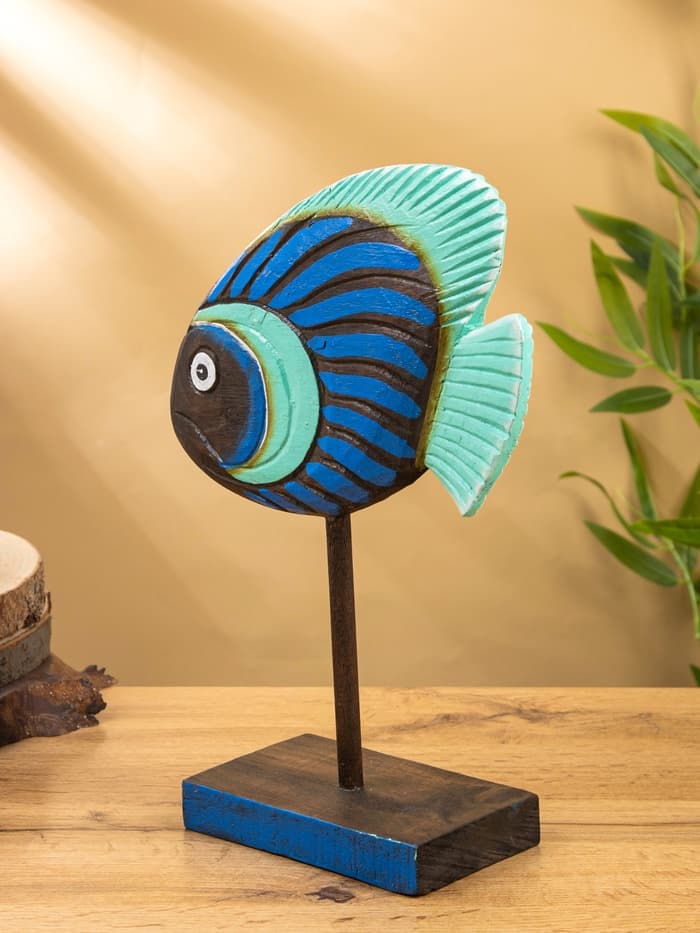 Сувенир «Рыба синяя», на подставке, 25×7×33 см, дерево
