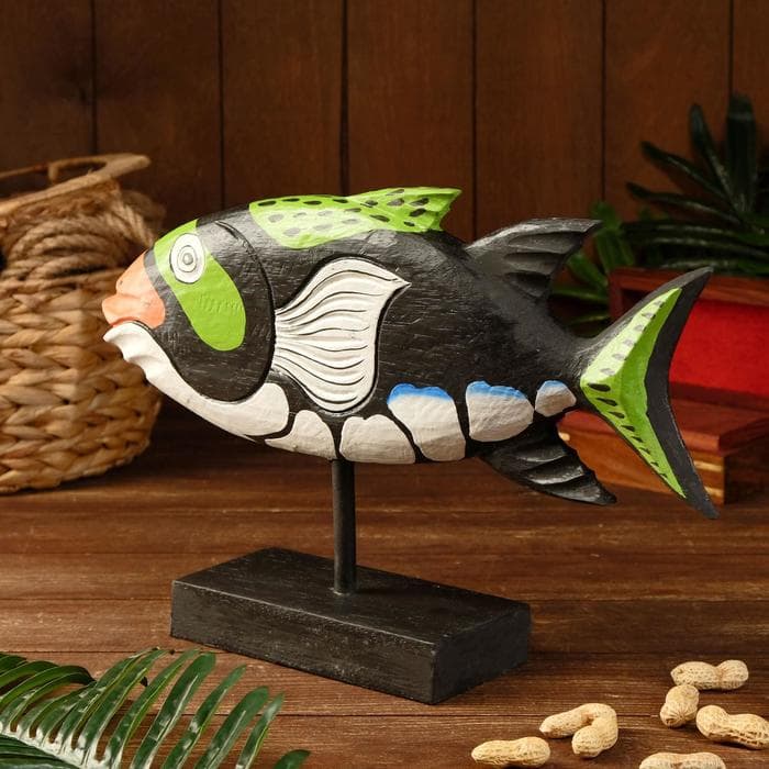 Сувенир «Рыба разноцветная», на подставке, 40×9×27 см, дерево
