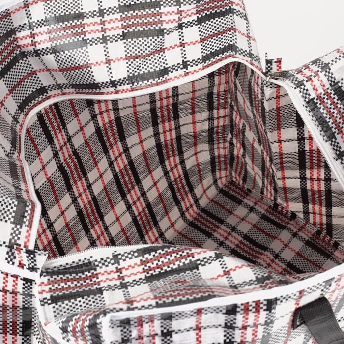 Сумка хозяйственная TUZ на молнии, 74 л, 53×29×48 см, белая/чёрная