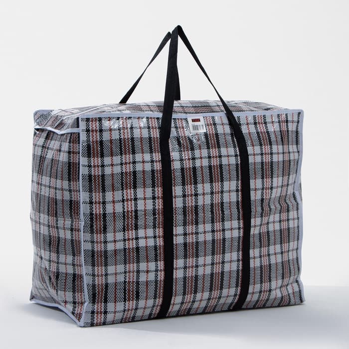 Сумка хозяйственная TUZ на молнии, 105 л, 64×32×51 см, белая/чёрная