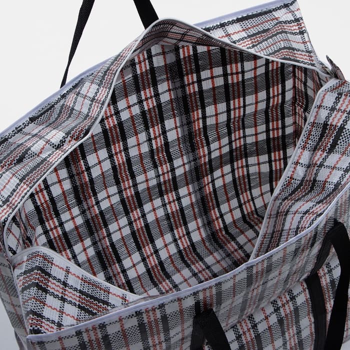 Сумка хозяйственная TUZ на молнии, 105 л, 64×32×51 см, белая/чёрная