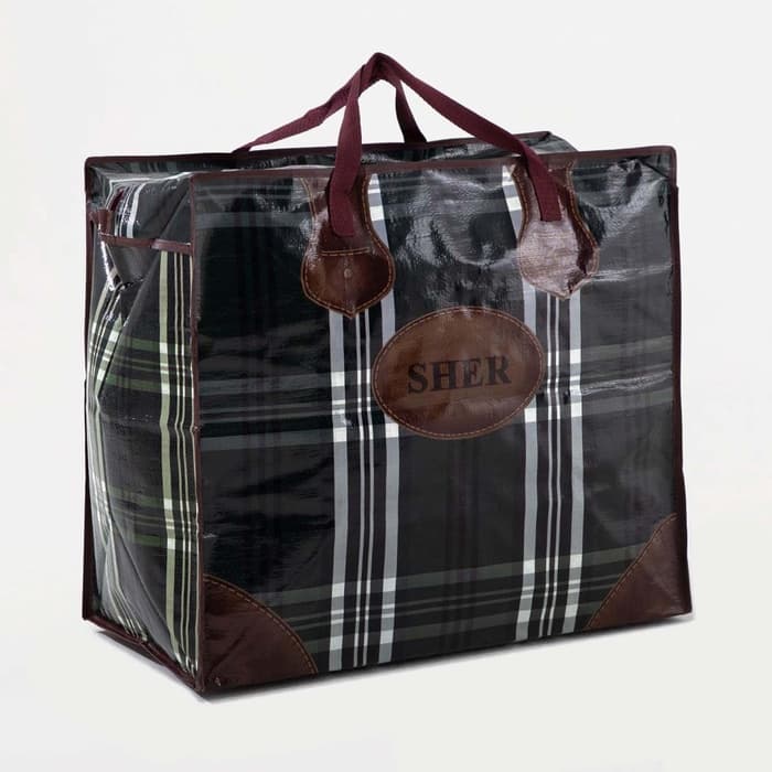 Сумка хозяйственная SHER на молнии, 73 л, 53×29×48 см, зелёная