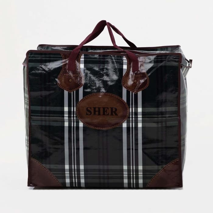 Сумка хозяйственная SHER на молнии, 73 л, 53×29×48 см, зелёная