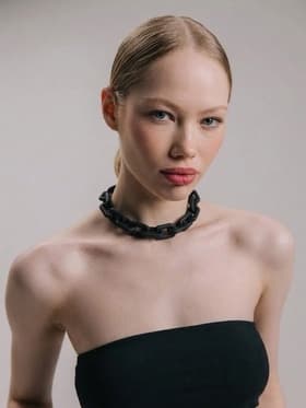 Колье «Цепь», прямые углы, чёрное, 48 см