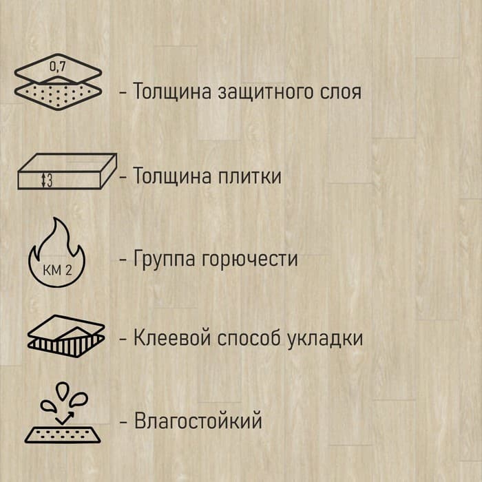 Плитка ПВХ для пола Tarkett LOUNGE SIMPLE, 914×152 мм, толщина 3 мм, 2.09 м²