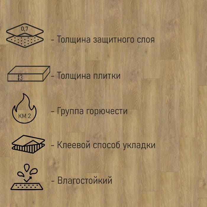 Плитка ПВХ для пола Tarkett LOUNGE IBIZA, 914×152 мм, толщина 3 мм, 2.09 м²