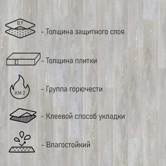 Плитка ПВХ для пола Tarkett LOUNGE HUSKY, 914×152 мм, толщина 3 мм, 2.09 м²