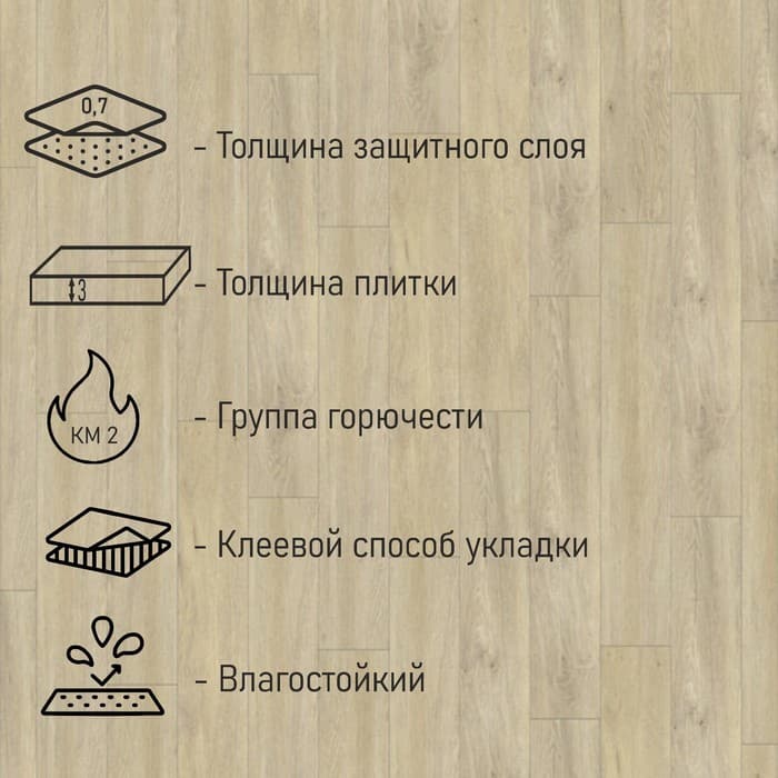 Плитка ПВХ для пола Tarkett LOUNGE LORENZO, 914×152 мм, толщина 3 мм, 2.09 м²