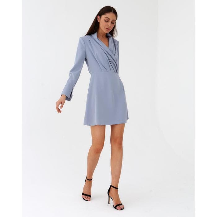 Платье мини женское со сборкой MIST, размер 44, голубое