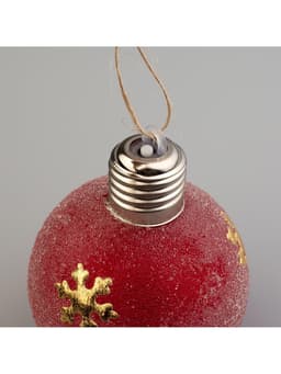 Набор ёлочных шаров «Снежинки», 2 шт., d=8 см, 1 LED, от батареек, свечение тёплое белое