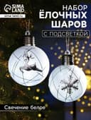 Набор ёлочных шаров «Серебристые нити», 2 шт., d=8 см, 1 LED, от батареек, свечение белое