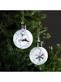 Набор ёлочных шаров «Серебристые нити», 2 шт., d=8 см, 1 LED, от батареек, свечение белое