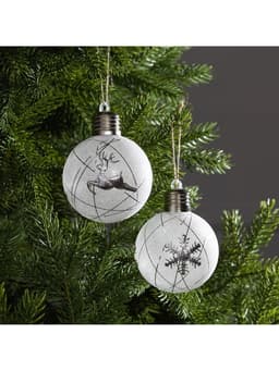 Набор ёлочных шаров «Серебристые нити», 2 шт., d=8 см, 1 LED, от батареек, свечение белое
