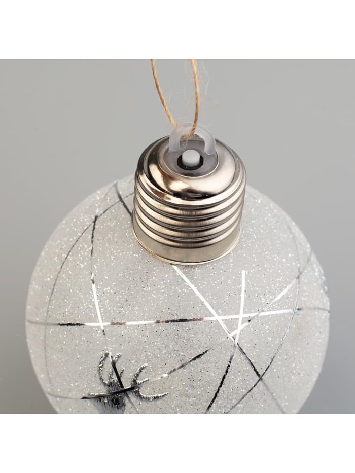 Набор ёлочных шаров «Серебристые нити», 2 шт., d=8 см, 1 LED, от батареек, свечение белое