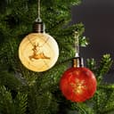 Набор ёлочных шаров «Золотистые нити», 2 шт., d=8 см, 1 LED, от батареек, свечение тёплое белое