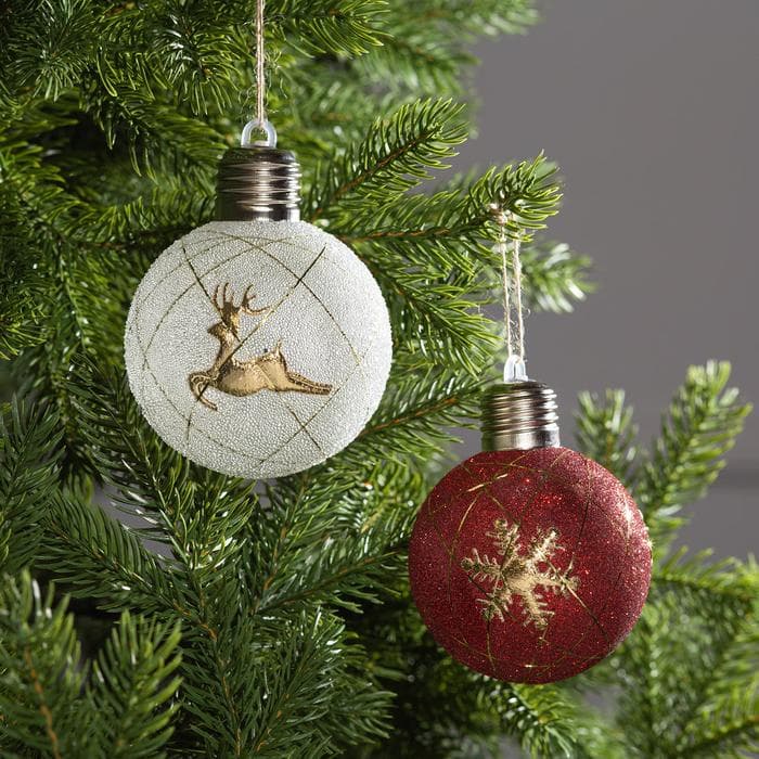 Набор ёлочных шаров «Золотистые нити», 2 шт., d=8 см, 1 LED, от батареек, свечение тёплое белое