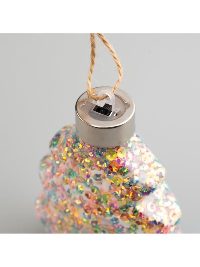 Набор ёлочных шаров «Ёлочки», 3 шт., 1 LED, от батареек, свечение тёплое белое, RGB, белое